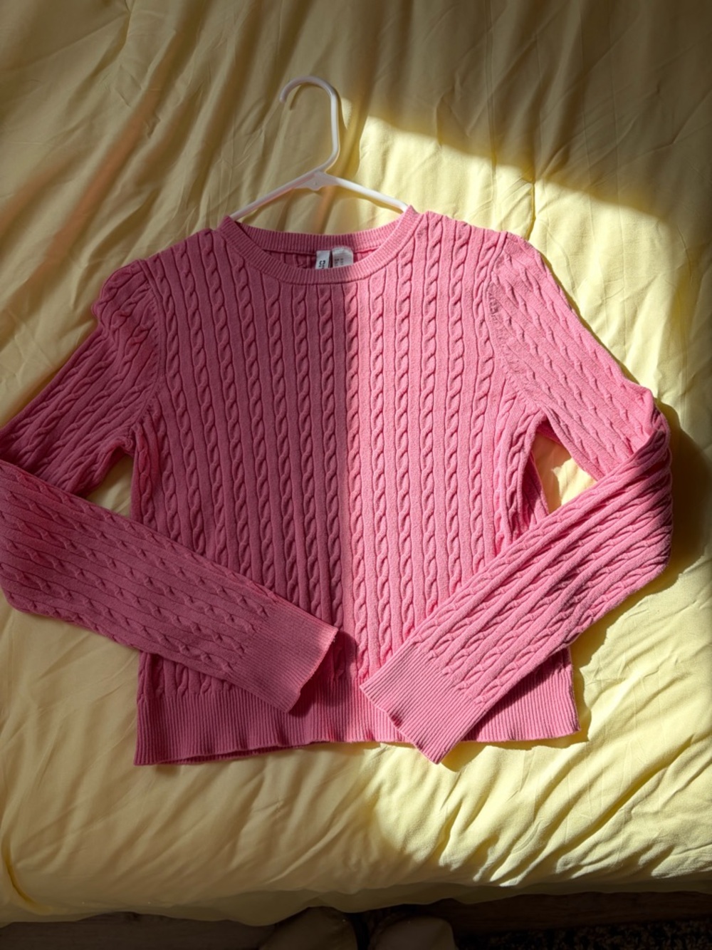 H&M Pink Cable-Knit Scoopneck Sweater